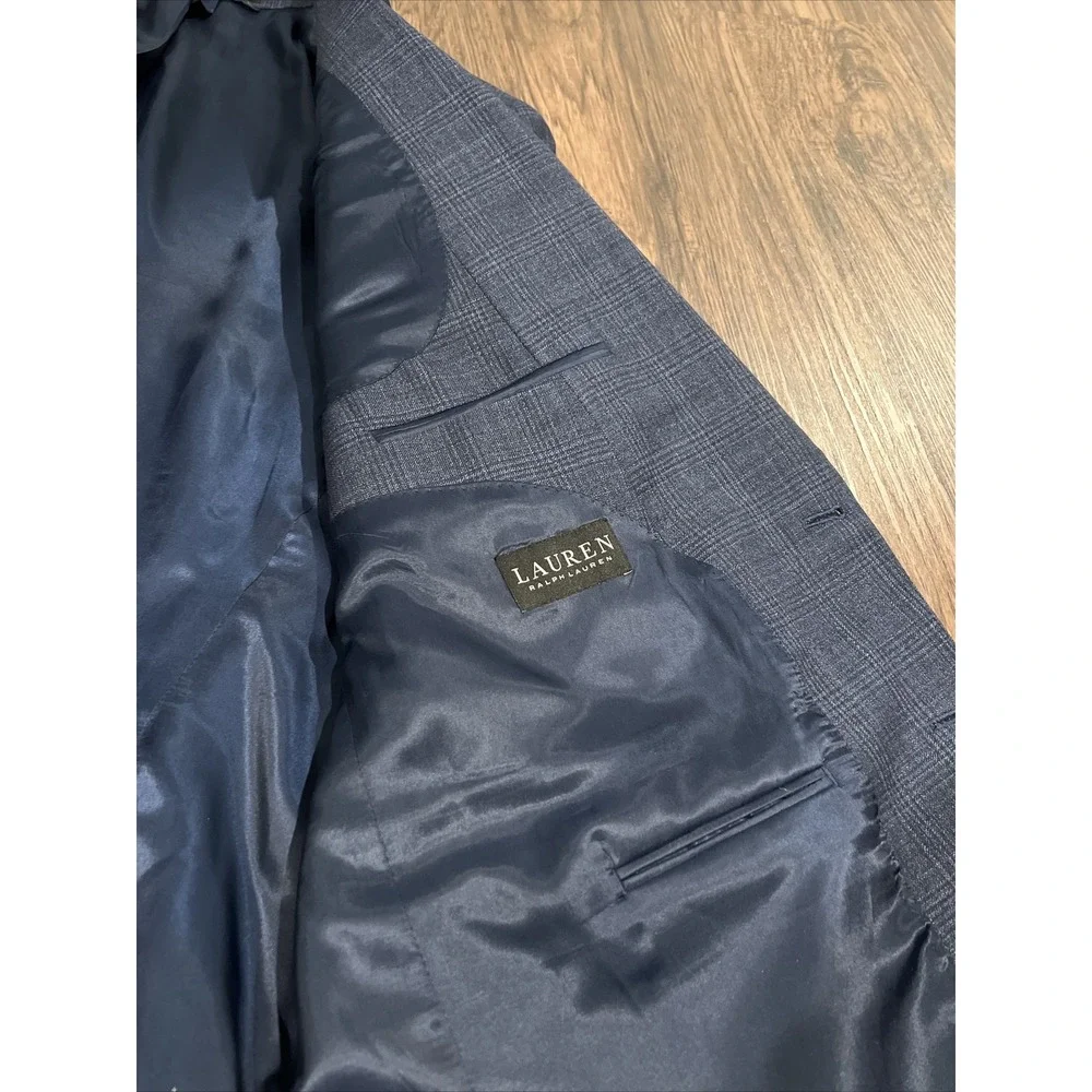 LRL Ralph Lauren Black Label Blazer  Men's Size 48L Color Blue Plaid